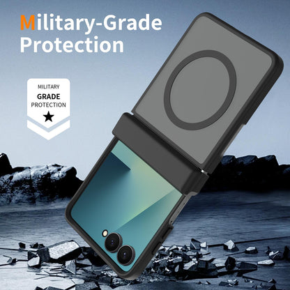 For Galaxy Z Flip8 5G Skin Feel TPU Hybrid PC Magnetic Phone Case with Hinge Cover - Black - EDA009867903A