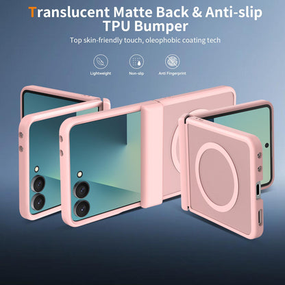 For Galaxy Z Flip8 5G Skin Feel TPU Hybrid PC Magnetic Phone Case with Hinge Cover - Pink - EDA009867903C