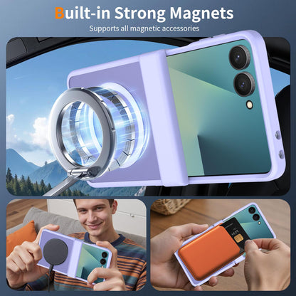 For Galaxy Z Flip8 5G Skin Feel TPU Hybrid PC Magnetic Phone Case with Hinge Cover - Purple - EDA009867903D