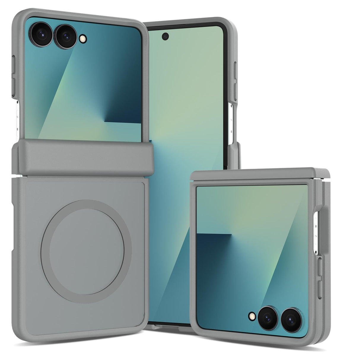 For Galaxy Z Flip8 5G Skin Feel TPU Hybrid PC Magnetic Phone Case with Hinge Cover - Dark Grey - EDA009867903E