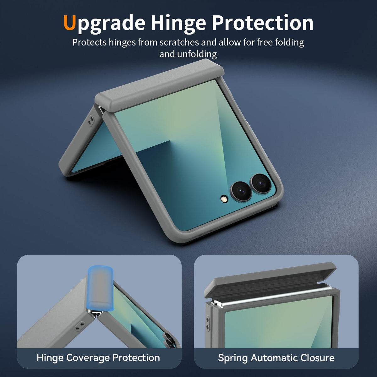 For Galaxy Z Flip8 5G Skin Feel TPU Hybrid PC Magnetic Phone Case with Hinge Cover - Dark Grey - EDA009867903E