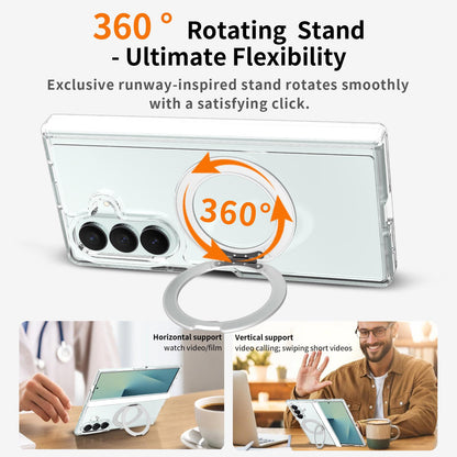 For Galaxy Z Fold8 Ultra 5G Scratch-proof Transparent Rotating Holder Magnetic Phone Case with Hinge Cover - Default - EDA009868302