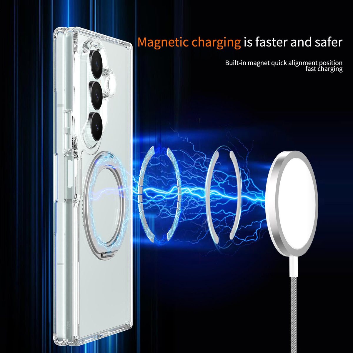For Galaxy Z Fold8 Ultra 5G Scratch-proof Transparent Rotating Holder Magnetic Phone Case with Hinge Cover - Default - EDA009868302