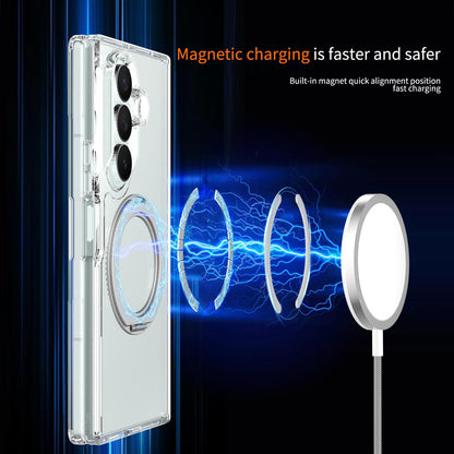 For Galaxy Z Fold8 Ultra 5G Scratch-proof Transparent Rotating Holder Magnetic Phone Case with Hinge Cover - Default - EDA009868302