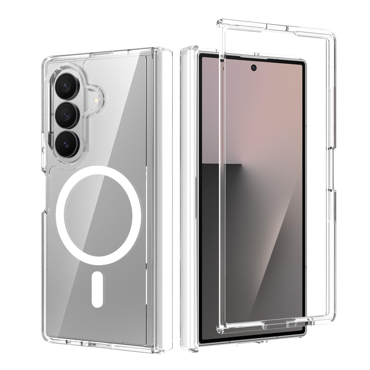 For Galaxy Z Fold8 Ultra 5G Scratch-proof Transparent Magnetic Phone Case with Hinge Cover - Default - EDA009868402