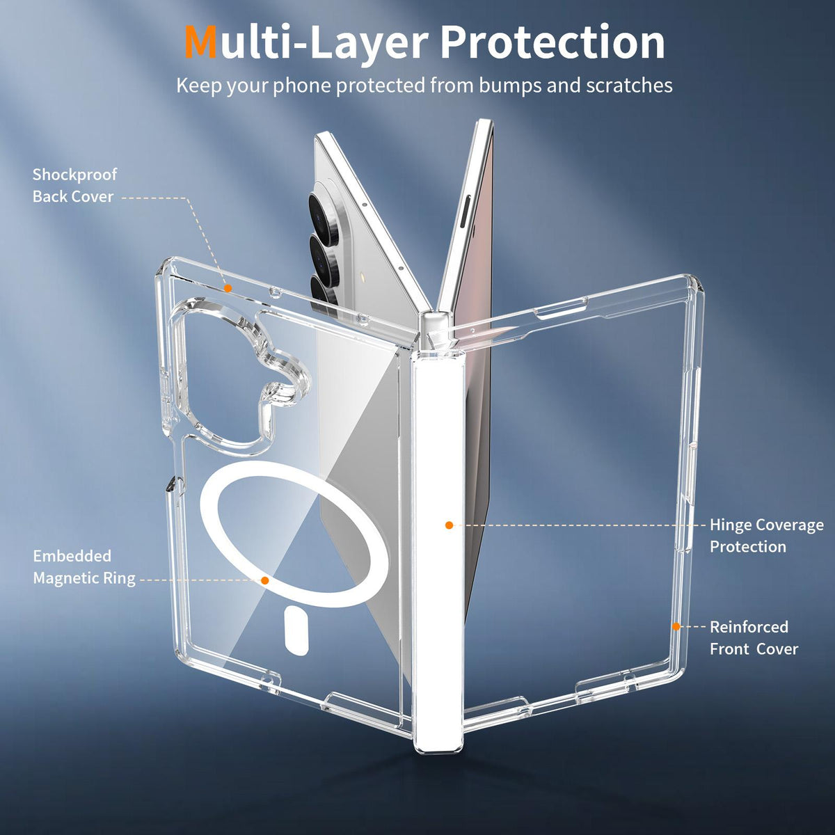 For Galaxy Z Fold8 Ultra 5G Scratch-proof Transparent Magnetic Phone Case with Hinge Cover - Default - EDA009868402