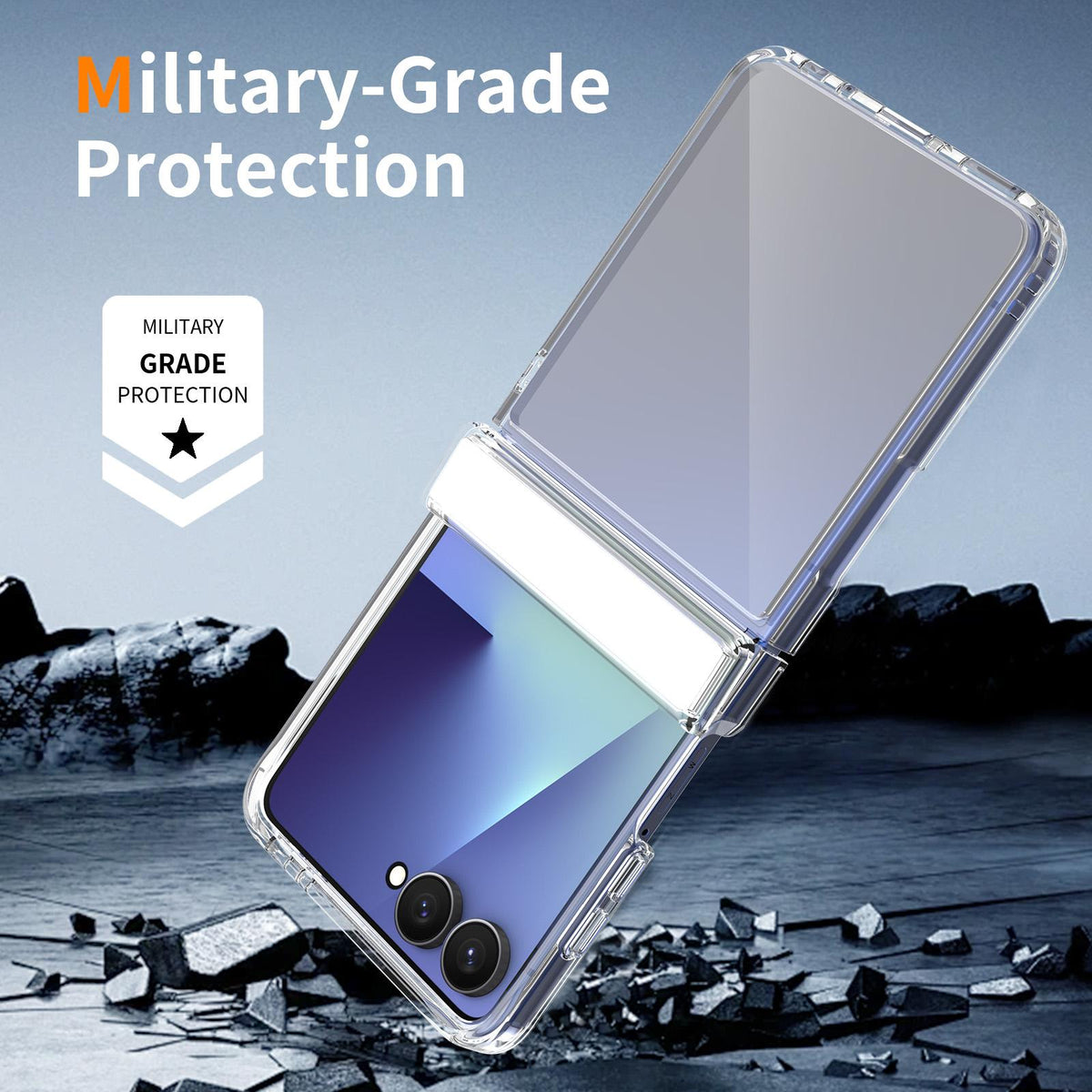 For Galaxy Z Flip8 5G Acrylic Scratch-proof Transparent Phone Case with Hinge Cover - Default - EDA009868603