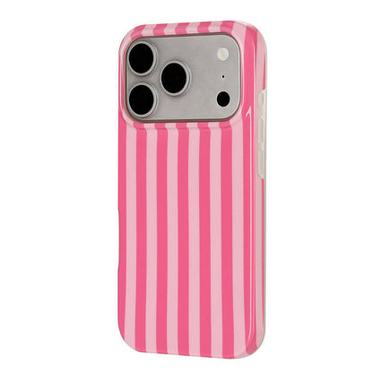 For iPhone 18 Pro Max Full Coverage IMD Printed Vertical Stripes TPU Phone Case - Pink - EDA009871301A