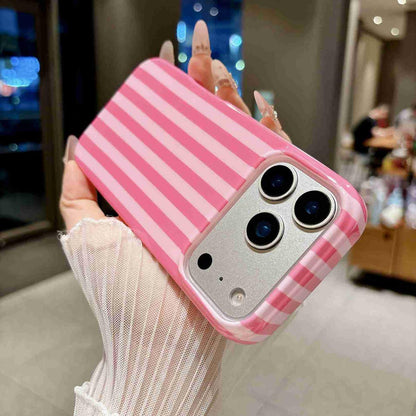 For iPhone 18 Pro Max Full Coverage IMD Printed Vertical Stripes TPU Phone Case - Pink - EDA009871301A
