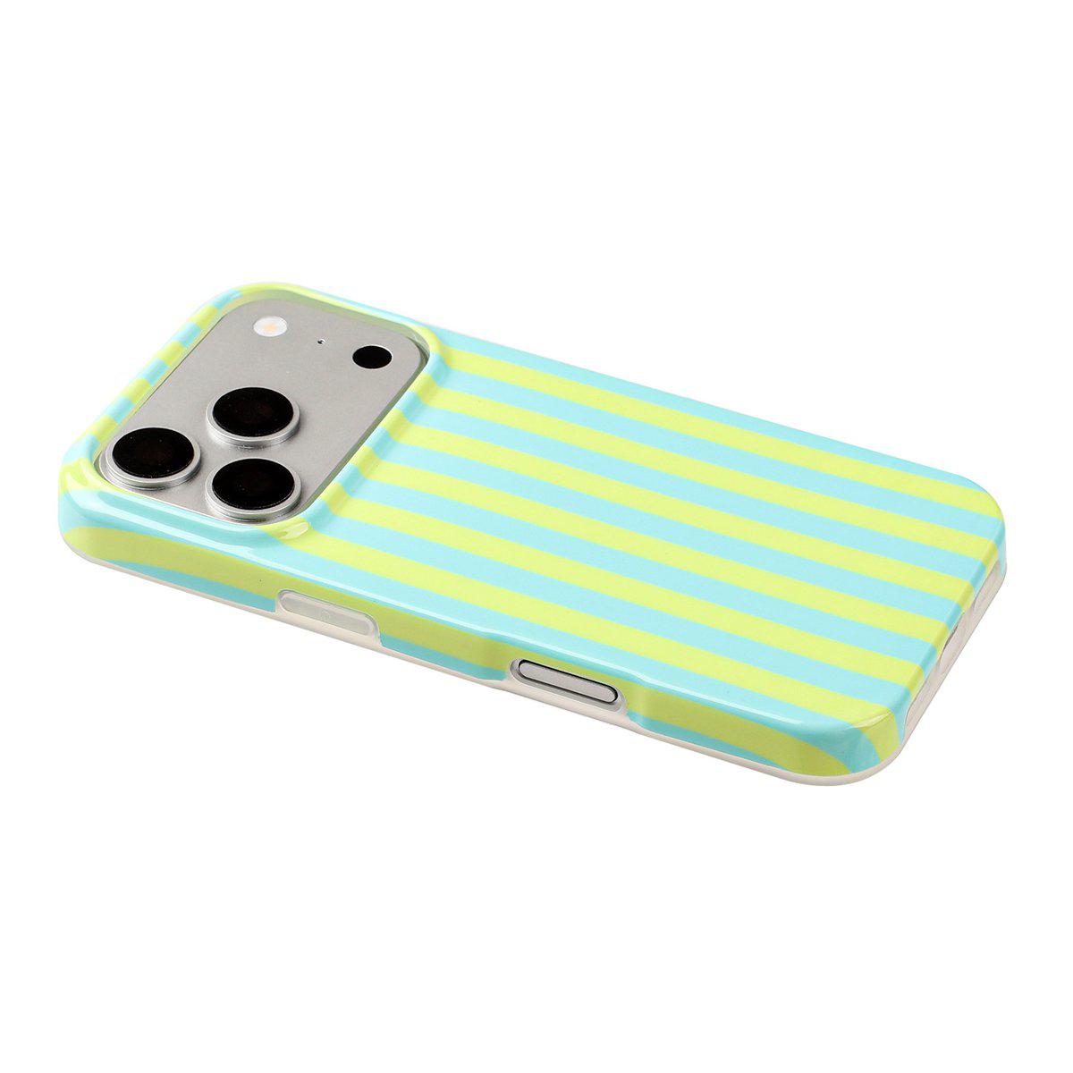 For iPhone 18 Pro Max Full Coverage IMD Printed Vertical Stripes TPU Phone Case - Yellow Green - EDA009871301D