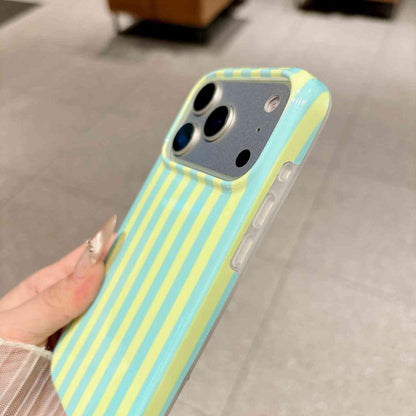 For iPhone 18 Pro Max Full Coverage IMD Printed Vertical Stripes TPU Phone Case - Yellow Green - EDA009871301D