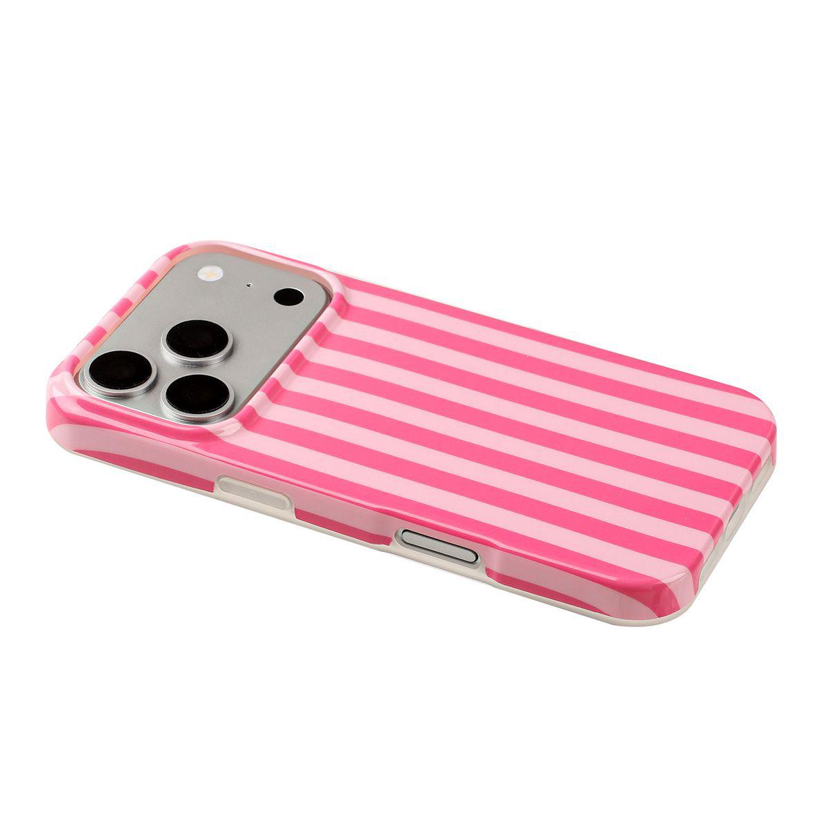 For iPhone 18 Pro Full Coverage IMD Printed Vertical Stripes TPU Phone Case - Pink - EDA009871302A
