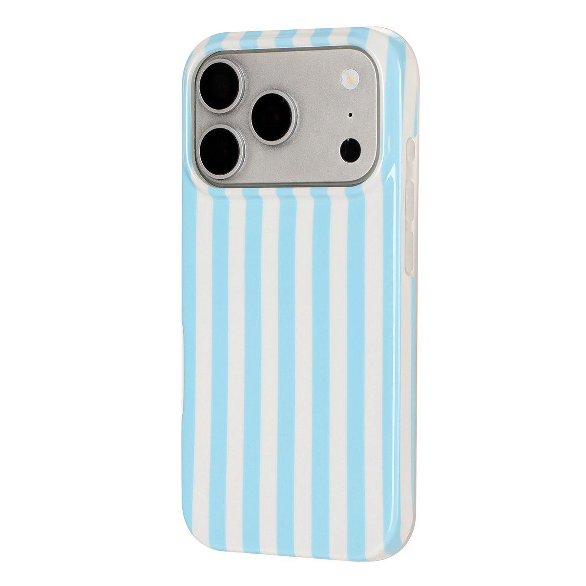 For iPhone 18 Pro Full Coverage IMD Printed Vertical Stripes TPU Phone Case - Blue - EDA009871302B
