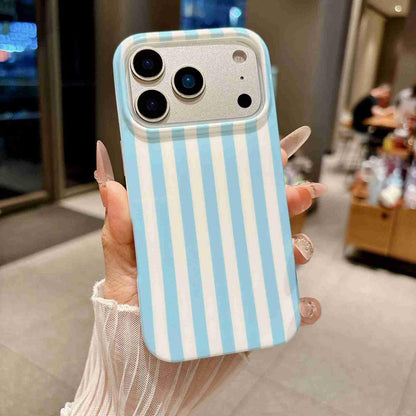 For iPhone 18 Pro Full Coverage IMD Printed Vertical Stripes TPU Phone Case - Blue - EDA009871302B
