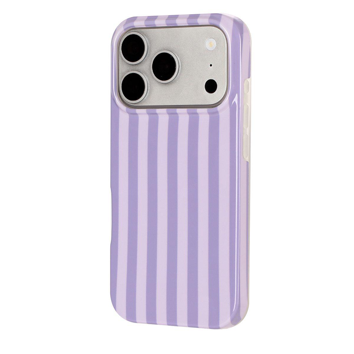 For iPhone 18 Pro Full Coverage IMD Printed Vertical Stripes TPU Phone Case - Purple - EDA009871302C