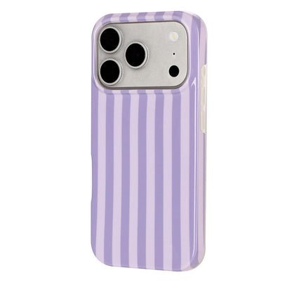 For iPhone 18 Pro Full Coverage IMD Printed Vertical Stripes TPU Phone Case - Purple - EDA009871302C