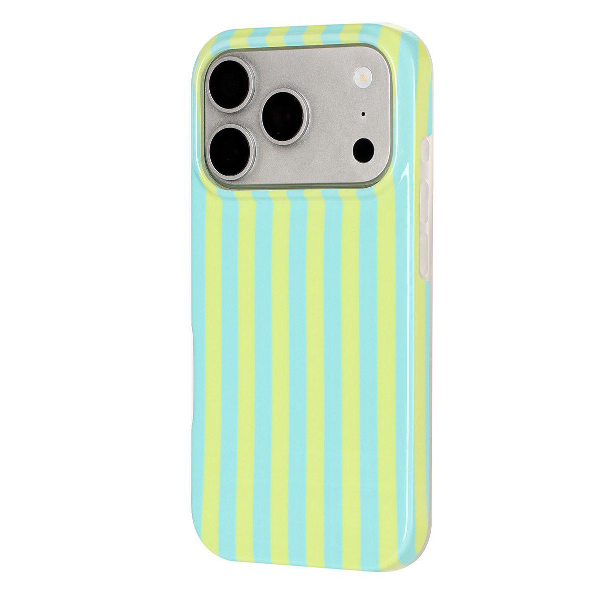 For iPhone 18 Pro Full Coverage IMD Printed Vertical Stripes TPU Phone Case - Yellow Green - EDA009871302D