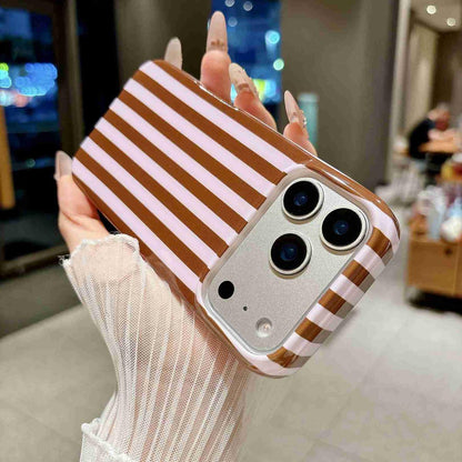 For iPhone 18 Pro Full Coverage IMD Printed Vertical Stripes TPU Phone Case - Coffee - EDA009871302E