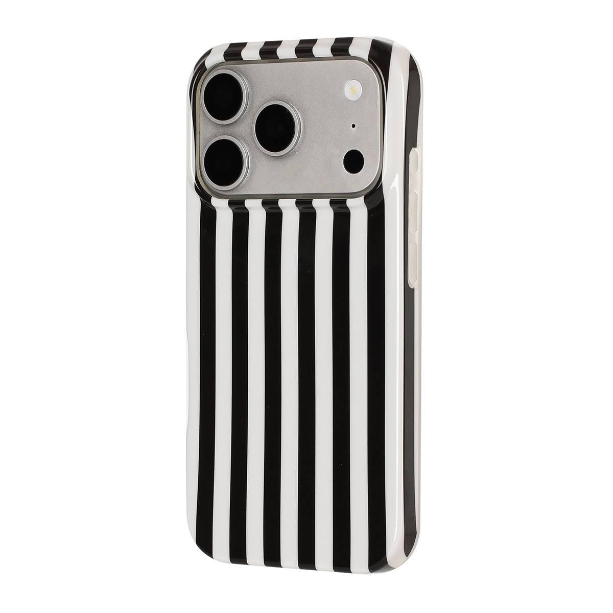 For iPhone 18 Pro Full Coverage IMD Printed Vertical Stripes TPU Phone Case - Black - EDA009871302F