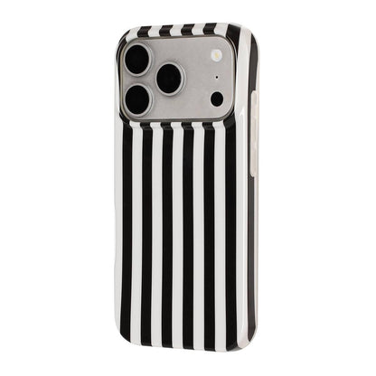 For iPhone 18 Pro Full Coverage IMD Printed Vertical Stripes TPU Phone Case - Black - EDA009871302F
