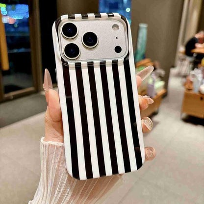 For iPhone 18 Pro Full Coverage IMD Printed Vertical Stripes TPU Phone Case - Black - EDA009871302F