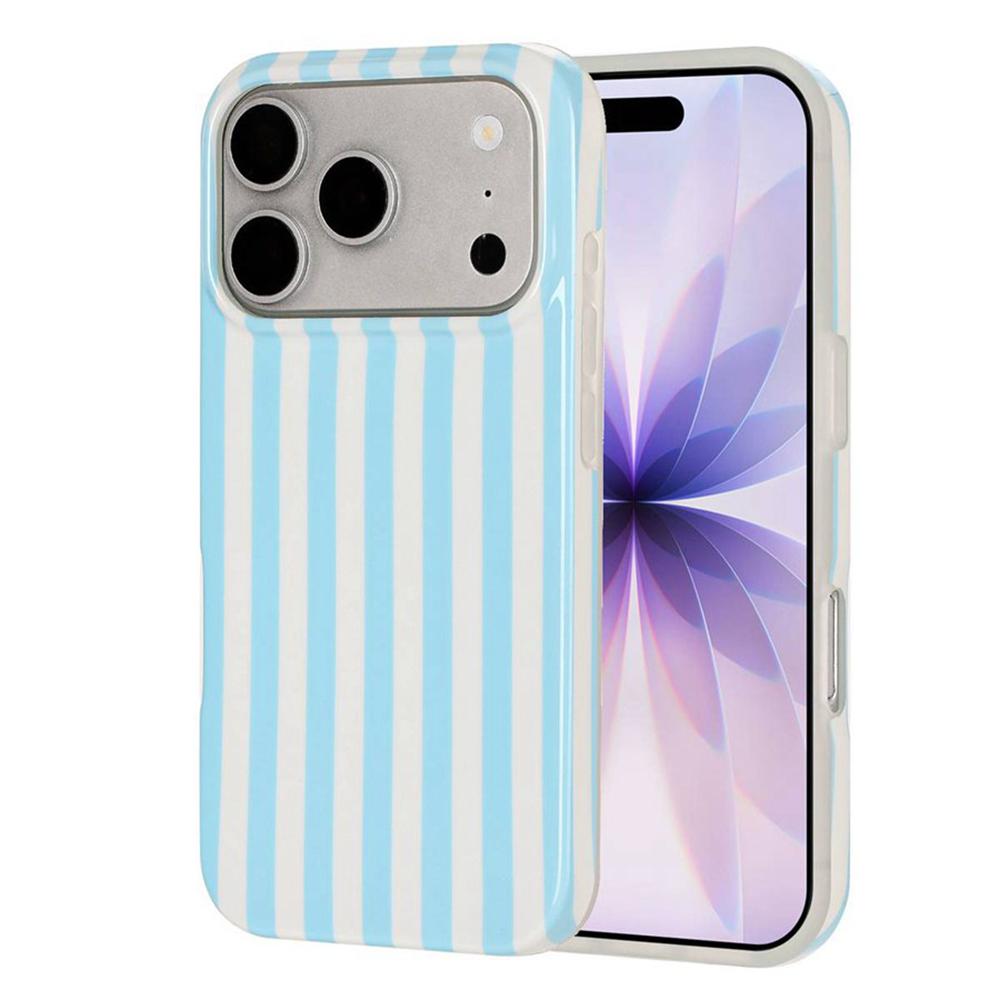 For iPhone 17 Pro Full Coverage IMD Printed Vertical Stripes TPU Phone Case - Blue - EDA009871304B