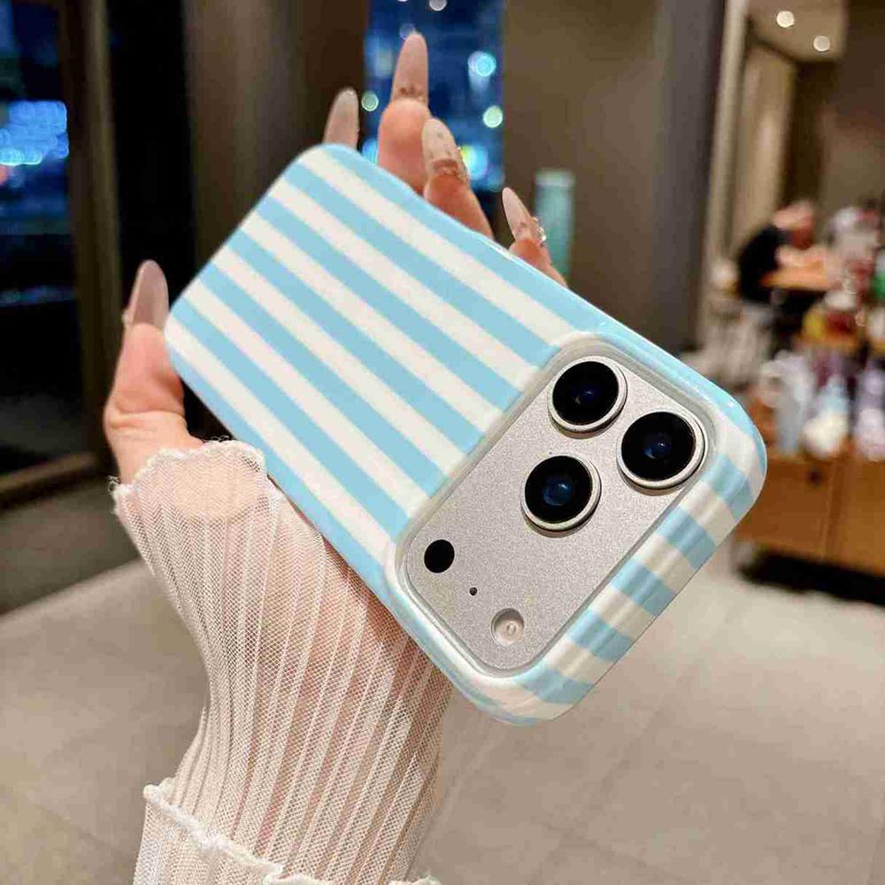 For iPhone 17 Pro Full Coverage IMD Printed Vertical Stripes TPU Phone Case - Blue - EDA009871304B