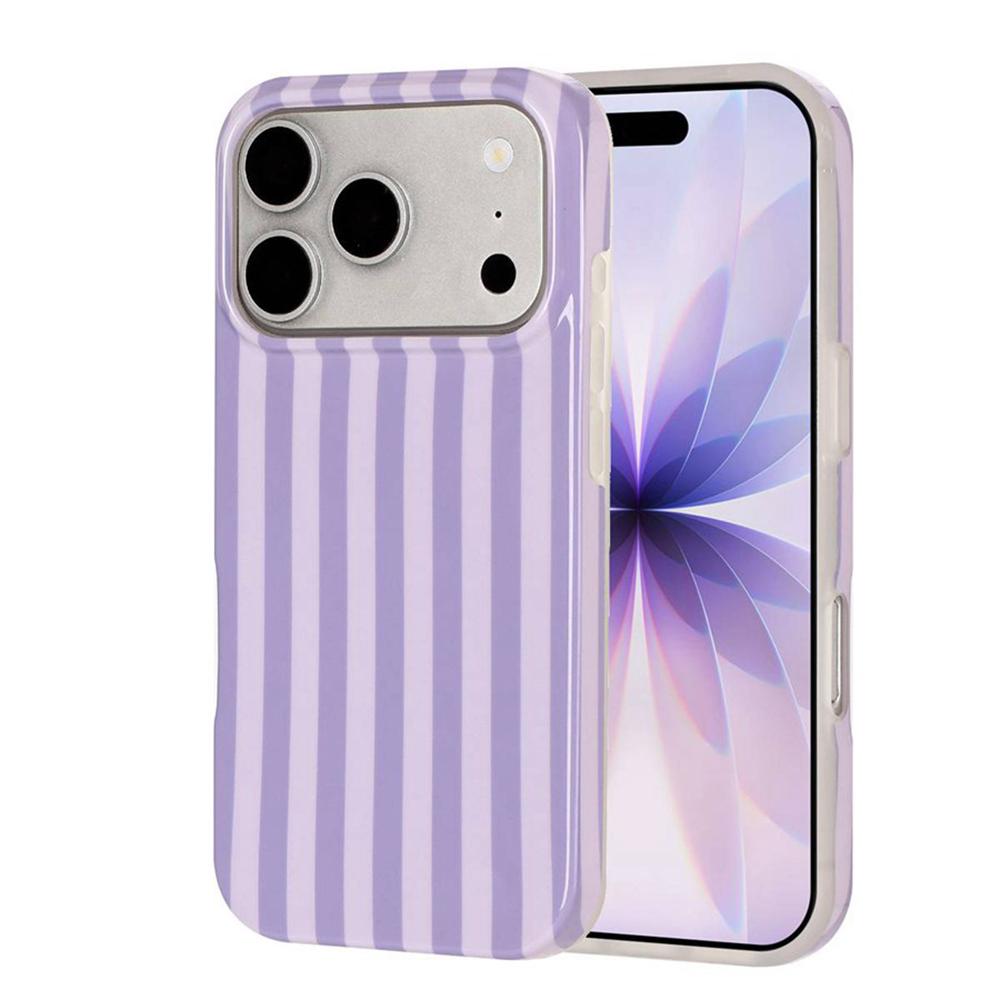 For iPhone 17 Pro Full Coverage IMD Printed Vertical Stripes TPU Phone Case - Purple - EDA009871304C