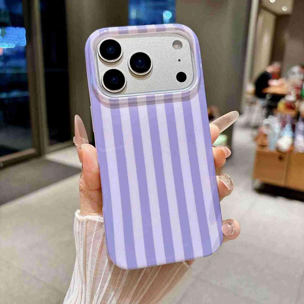 For iPhone 17 Pro Full Coverage IMD Printed Vertical Stripes TPU Phone Case - Purple - EDA009871304C
