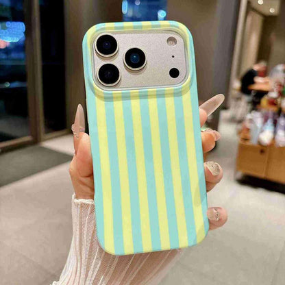 For iPhone 17 Pro Full Coverage IMD Printed Vertical Stripes TPU Phone Case - Yellow Green - EDA009871304D