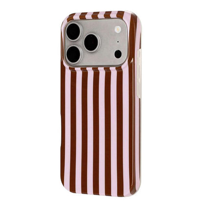 For iPhone 17 Pro Full Coverage IMD Printed Vertical Stripes TPU Phone Case - Coffee - EDA009871304E