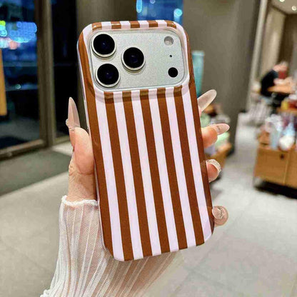 For iPhone 17 Pro Full Coverage IMD Printed Vertical Stripes TPU Phone Case - Coffee - EDA009871304E