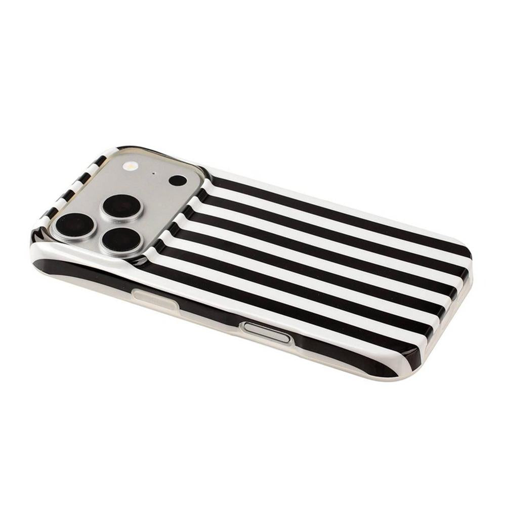 For iPhone 17 Pro Full Coverage IMD Printed Vertical Stripes TPU Phone Case - Black - EDA009871304F