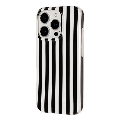 For iPhone 16 Pro Max Full Coverage IMD Printed Vertical Stripes TPU Phone Case - Black - EDA009871306F