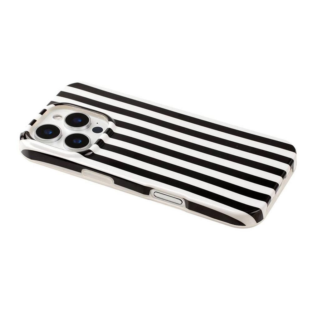 For iPhone 16 Pro Max Full Coverage IMD Printed Vertical Stripes TPU Phone Case - Black - EDA009871306F