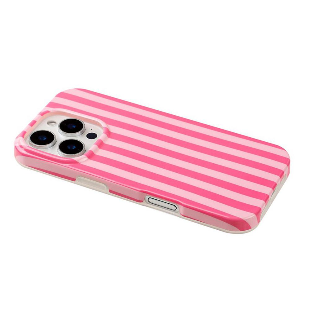 For iPhone 16 Pro Full Coverage IMD Printed Vertical Stripes TPU Phone Case - Pink - EDA009871307A