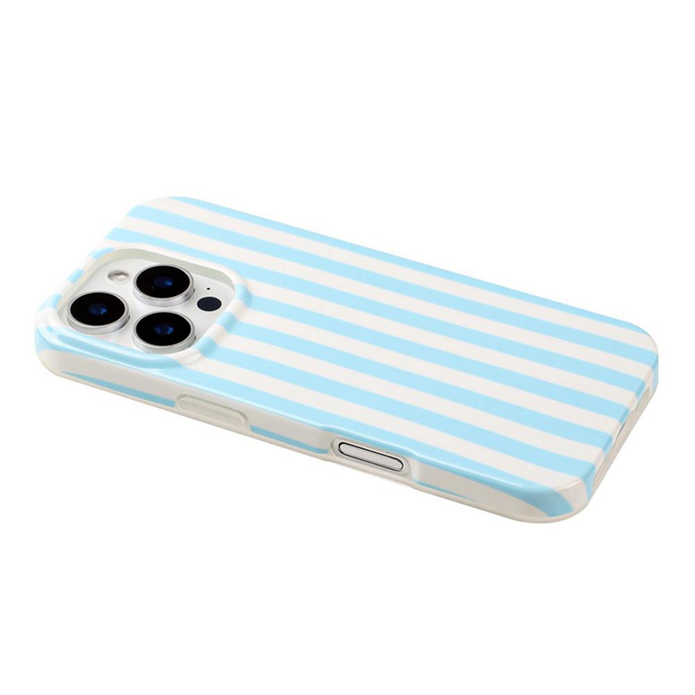 For iPhone 16 Pro Full Coverage IMD Printed Vertical Stripes TPU Phone Case - Blue - EDA009871307B