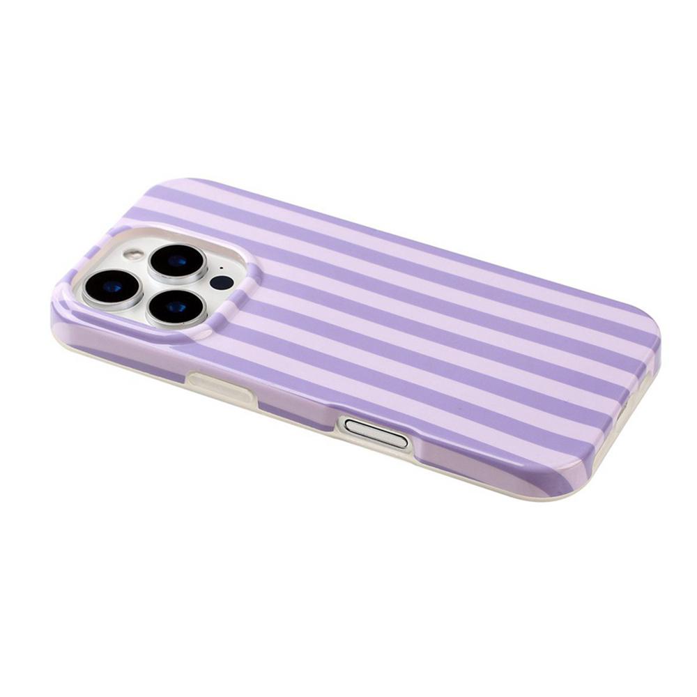 For iPhone 16 Pro Full Coverage IMD Printed Vertical Stripes TPU Phone Case - Purple - EDA009871307C