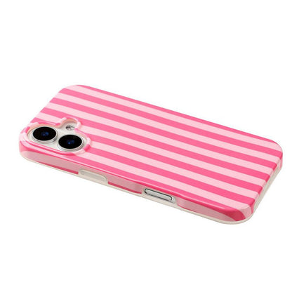 For iPhone 16 Plus Full Coverage IMD Printed Vertical Stripes TPU Phone Case - Pink - EDA009871308A
