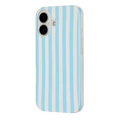 For iPhone 16 Plus Full Coverage IMD Printed Vertical Stripes TPU Phone Case - Blue - EDA009871308B