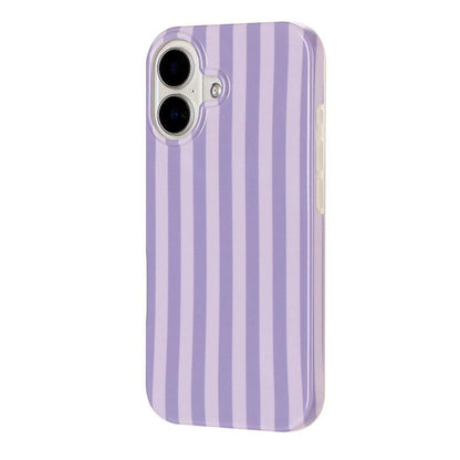 For iPhone 16 Plus Full Coverage IMD Printed Vertical Stripes TPU Phone Case - Purple - EDA009871308C