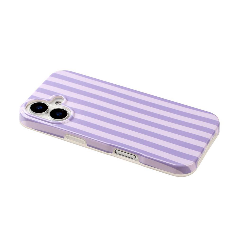 For iPhone 16 Plus Full Coverage IMD Printed Vertical Stripes TPU Phone Case - Purple - EDA009871308C