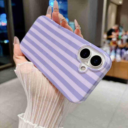 For iPhone 16 Plus Full Coverage IMD Printed Vertical Stripes TPU Phone Case - Purple - EDA009871308C
