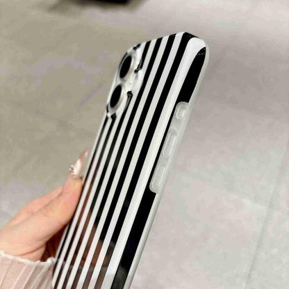 For iPhone 16 Plus Full Coverage IMD Printed Vertical Stripes TPU Phone Case - Black - EDA009871308F