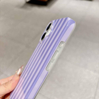 For iPhone 16 Full Coverage IMD Printed Vertical Stripes TPU Phone Case - Purple - EDA009871309C
