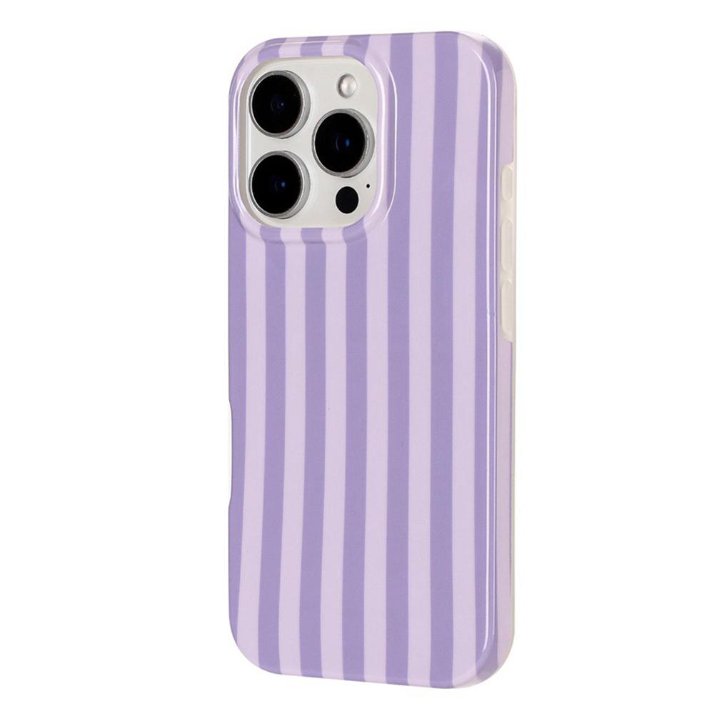 For iPhone 15 Pro Max Full Coverage IMD Printed Vertical Stripes TPU Phone Case - Purple - EDA009871310C