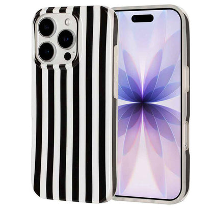 For iPhone 15 Pro Max Full Coverage IMD Printed Vertical Stripes TPU Phone Case - Black - EDA009871310F