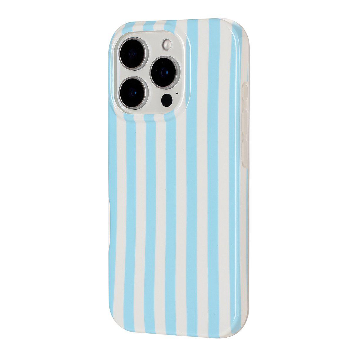 For iPhone 15 Pro Full Coverage IMD Printed Vertical Stripes TPU Phone Case - Blue - EDA009871311B