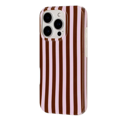 For iPhone 15 Pro Full Coverage IMD Printed Vertical Stripes TPU Phone Case - Coffee - EDA009871311E