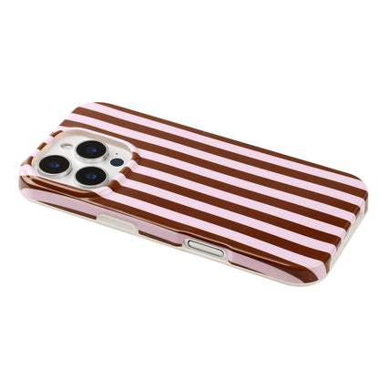 For iPhone 15 Pro Full Coverage IMD Printed Vertical Stripes TPU Phone Case - Coffee - EDA009871311E